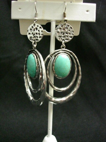 Torq. Stone Earring in Silver